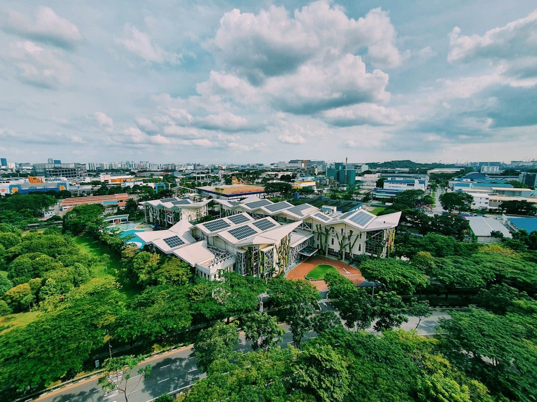 Lentor neighbourhood aerial view with condominiums and greenery